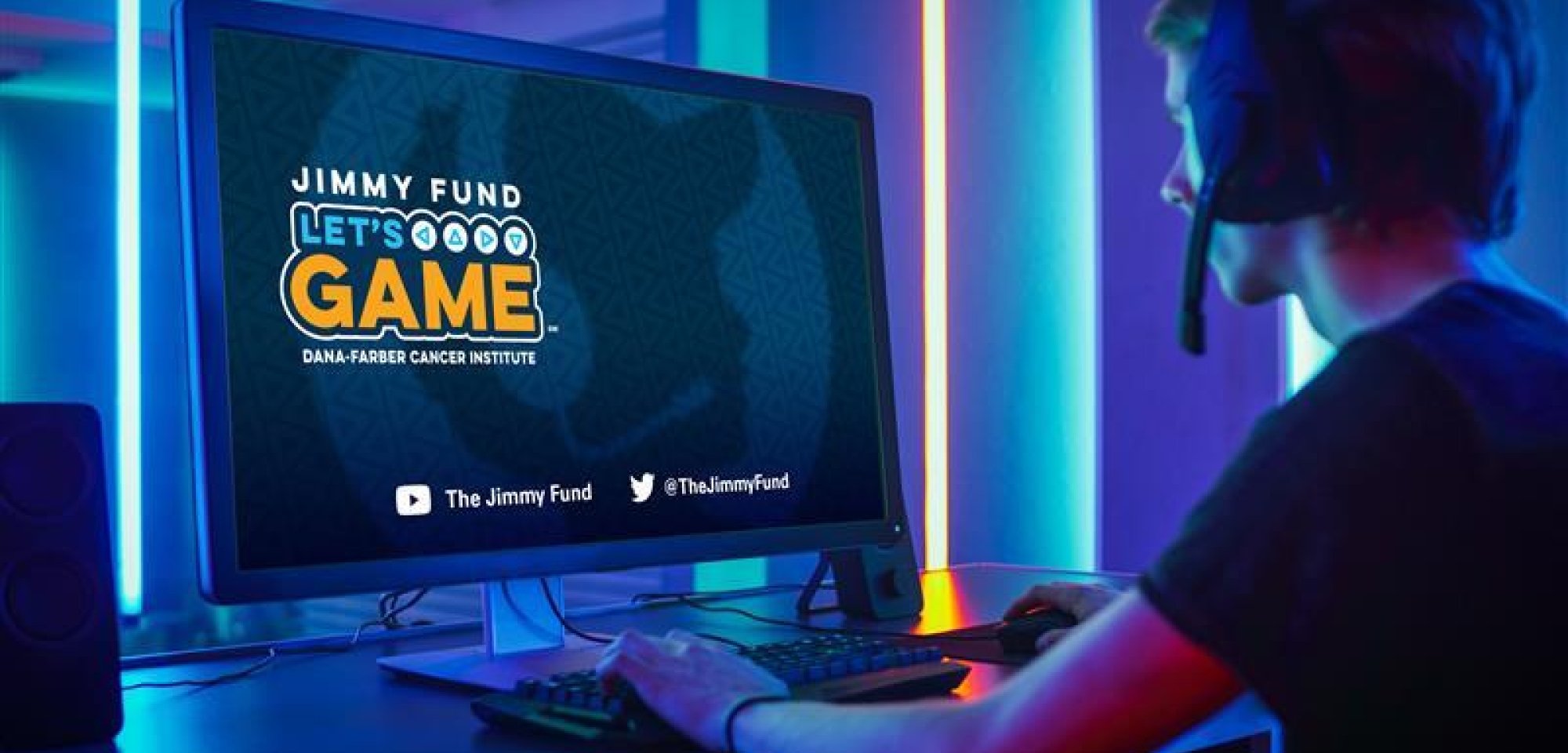 A streamer reading about Jimmy Fund Let’s Game on a computer screen