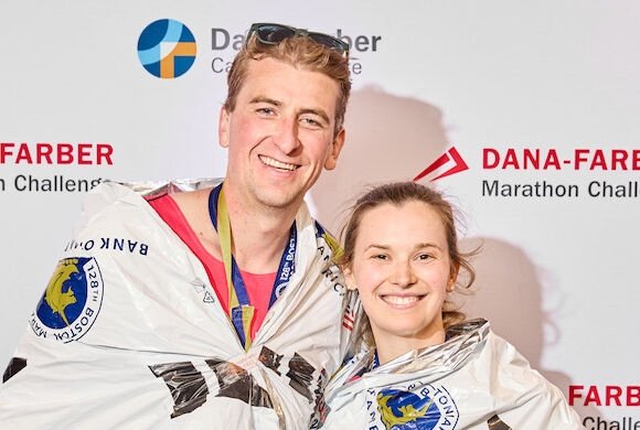 Two runners for Dana-Farber Marathon Challenge after the race