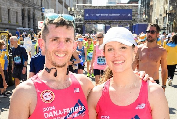 Two Dana-Farber runners at the finish line