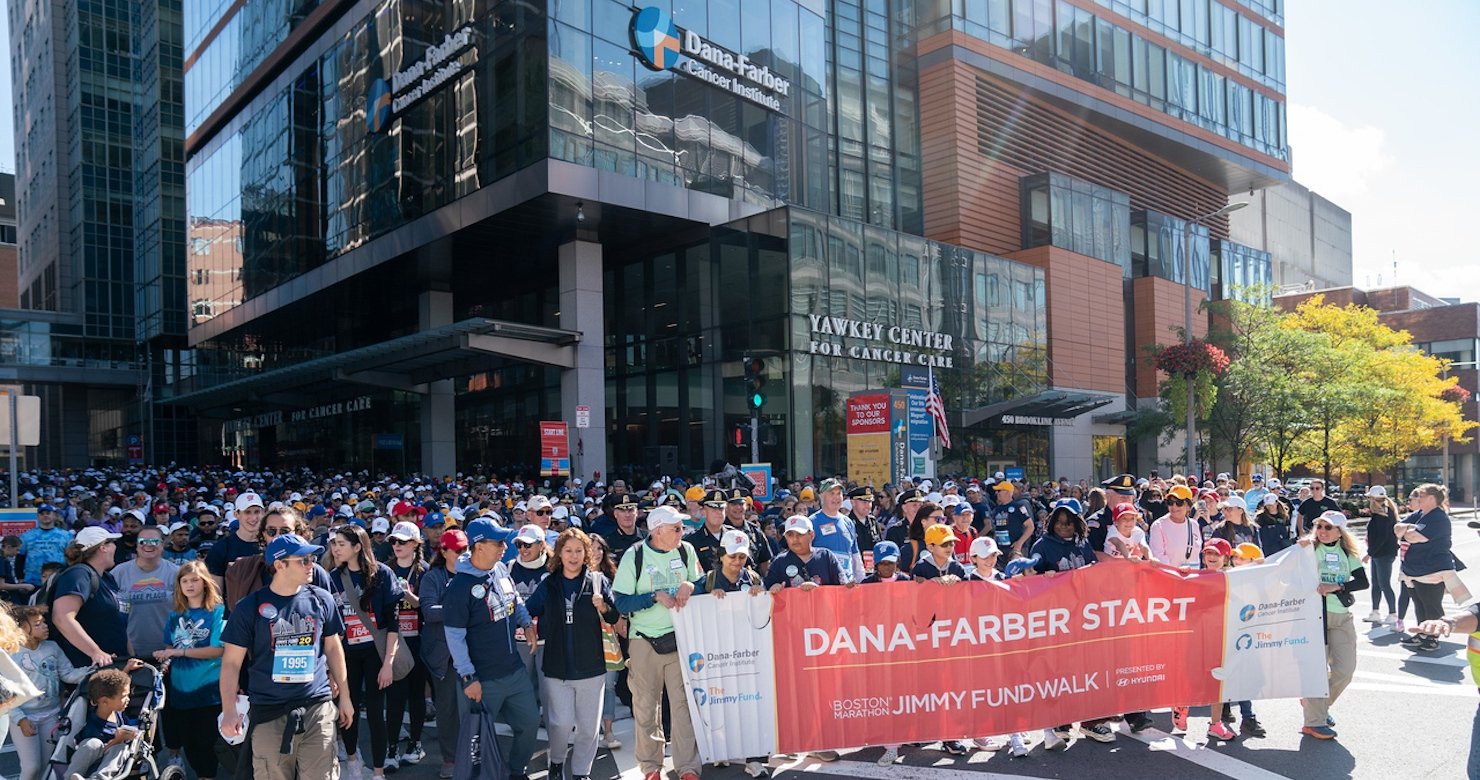 Walkers lined up at the start of the Jimmy Fund Walk