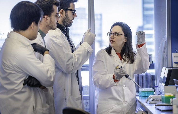 Dana-Farber researchers in a lab