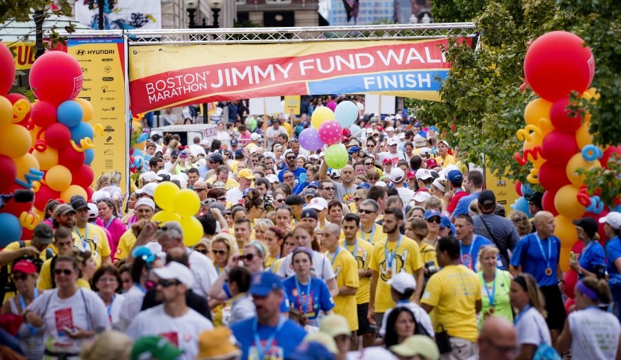 A past Jimmy Fund Walk finish line