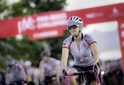 A Pan-Mass Challenge rider on the course