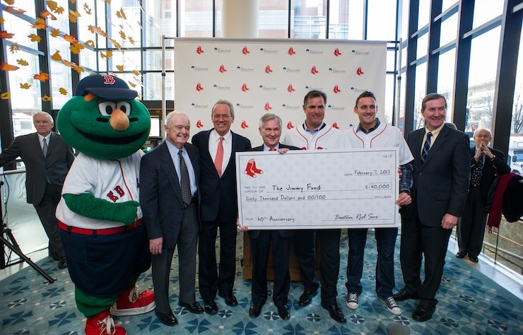 Red Sox players and staff celebrate 60 years with the Jimmy Fund with a check presentation