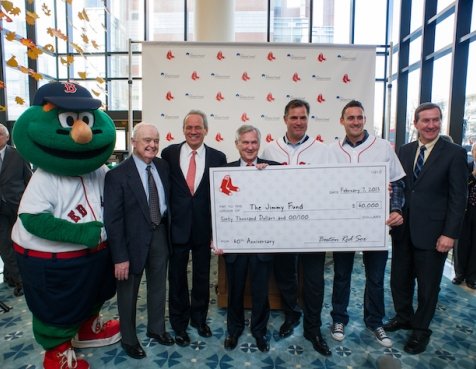 Red Sox players and staff celebrate 60 years with the Jimmy Fund with a check presentation