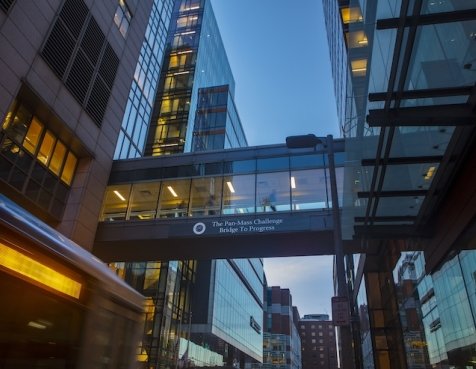 “Pan-Mass Challenge Bridge to Progress” connects two buildings at Dana-Farber