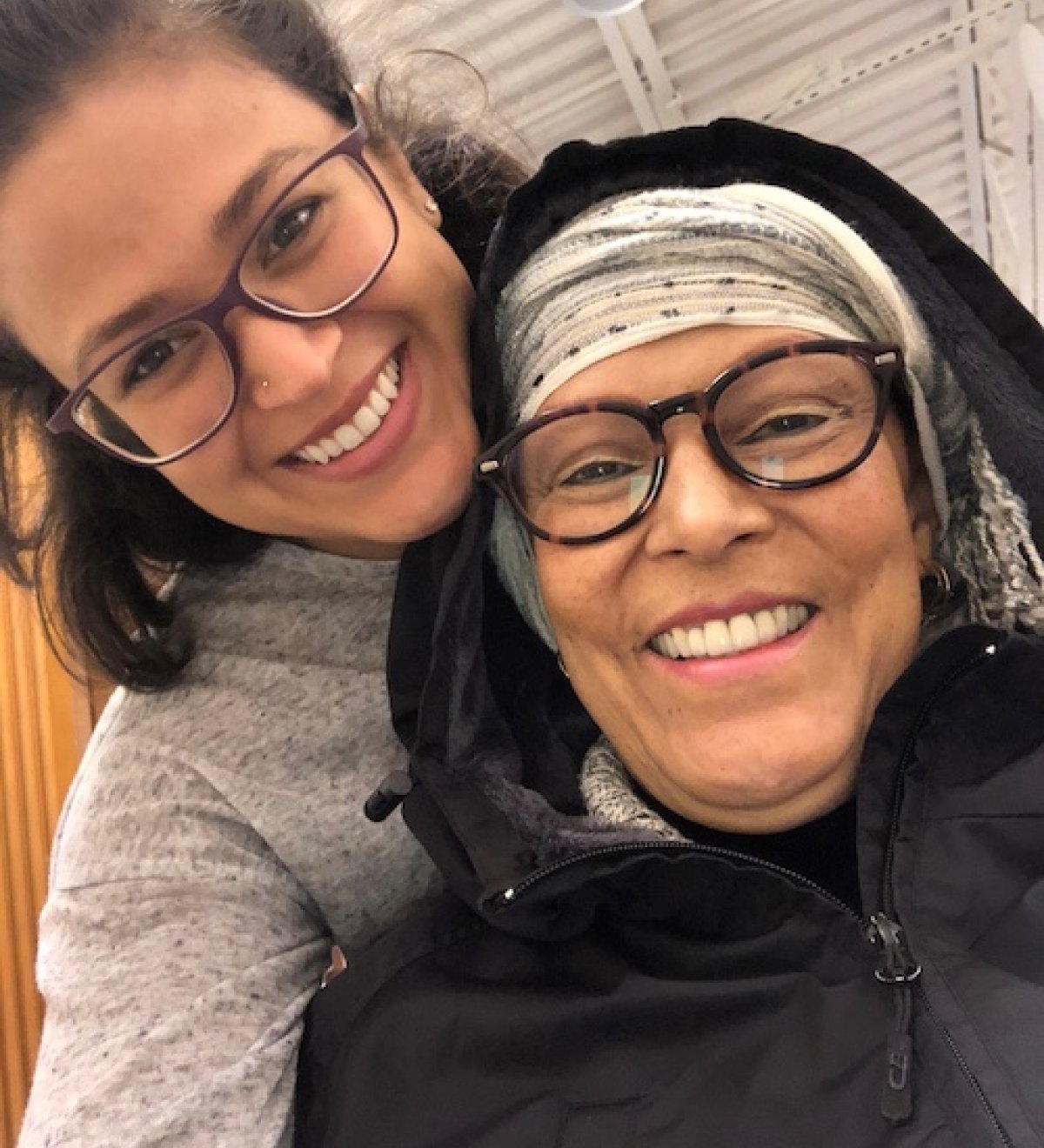 Melissa and her mother Victoria at a restaurant