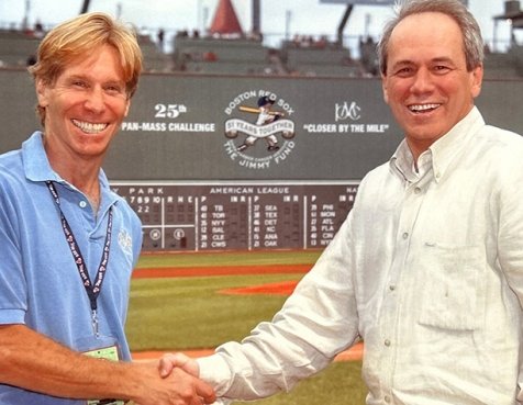 Billy and Larry shake hands at Fenway Park