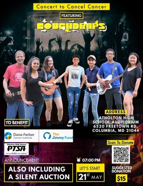 Event flyer for Concert to Cancel Cancer
