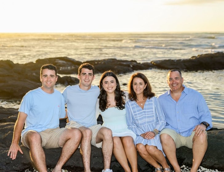 Family of five on the beach