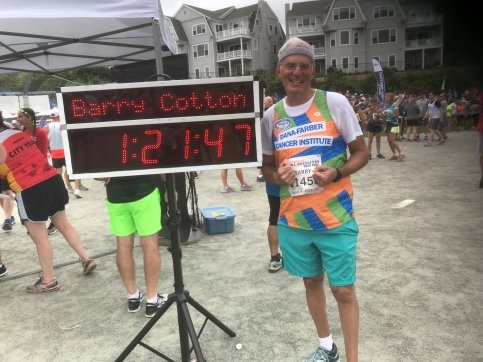 Barry with his race time on a clock