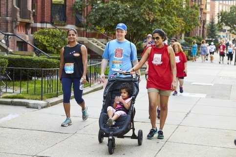 Matthew with his family on the Jimmy Fund Walk course