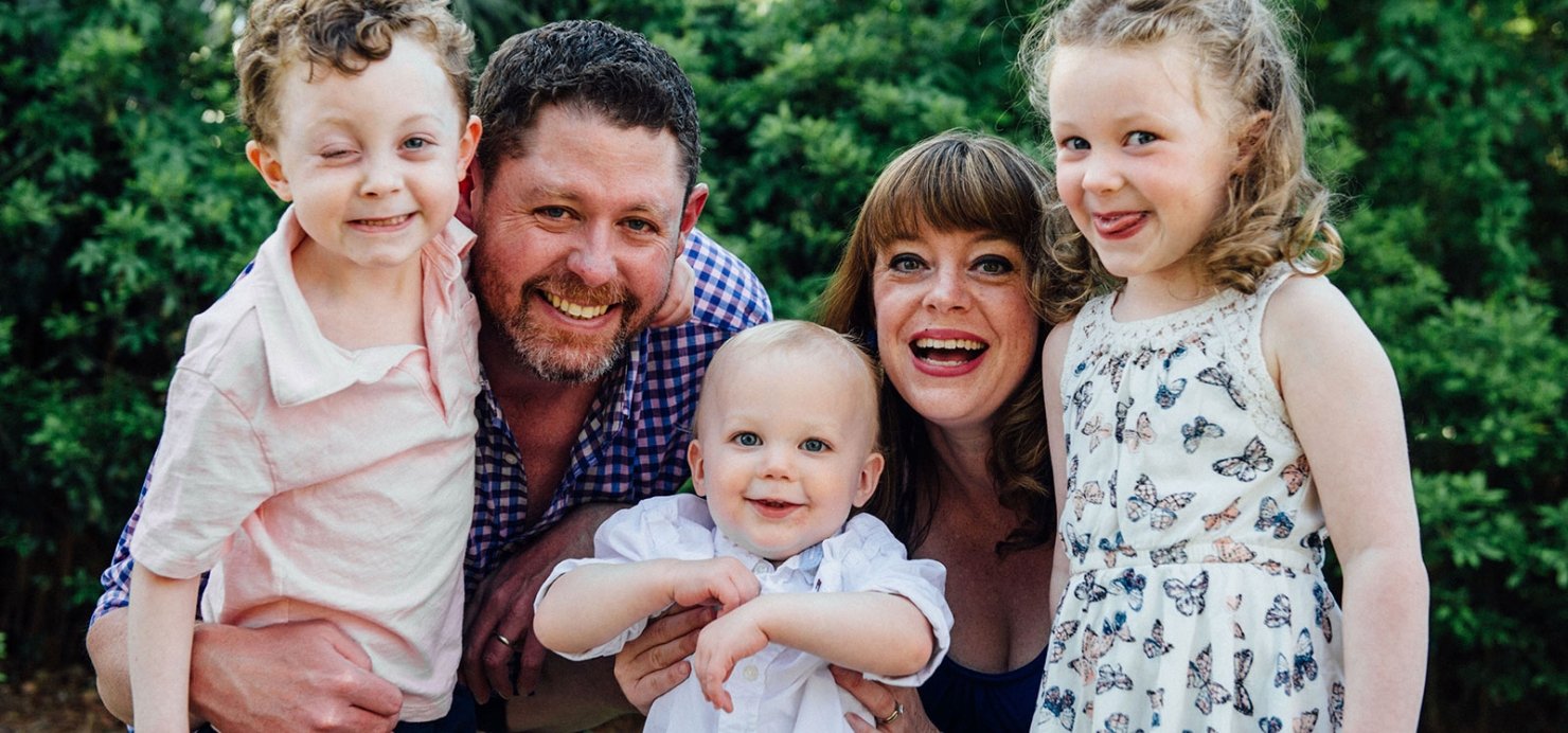 Liam with his parents and two siblings
