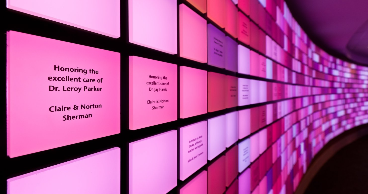 The Gene Display wall at Dana-Farber