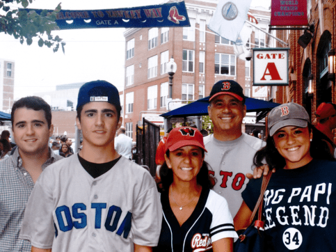 Family of five at Fenway Park
