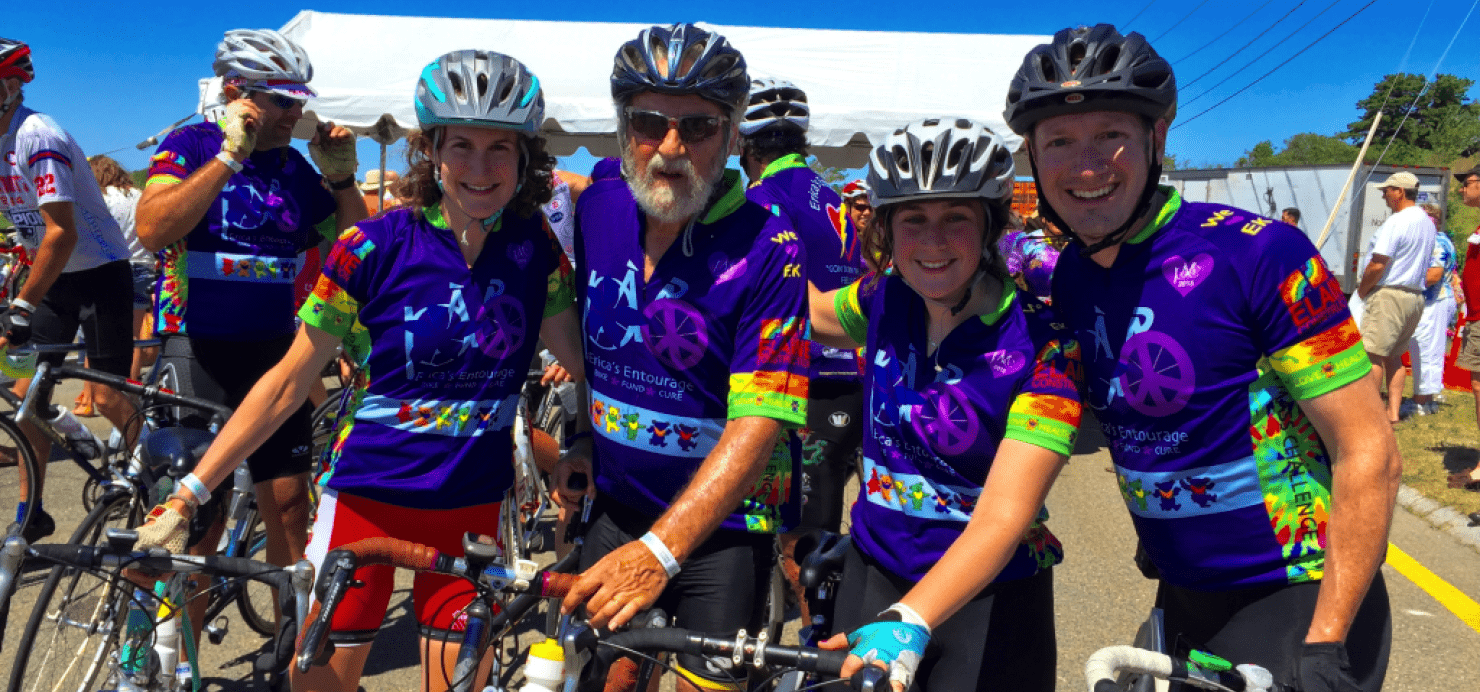 Four PMC participants with their bikes