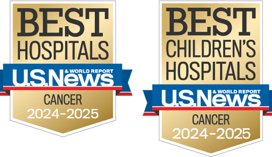 U.S. News and World Report Best Cancer Hospital and Best Children’s Hospital badge